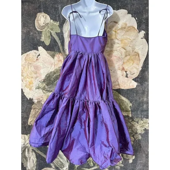 New Anthropologie Bloni Tiered Shine Dress Size Small - Picture 8 of 9